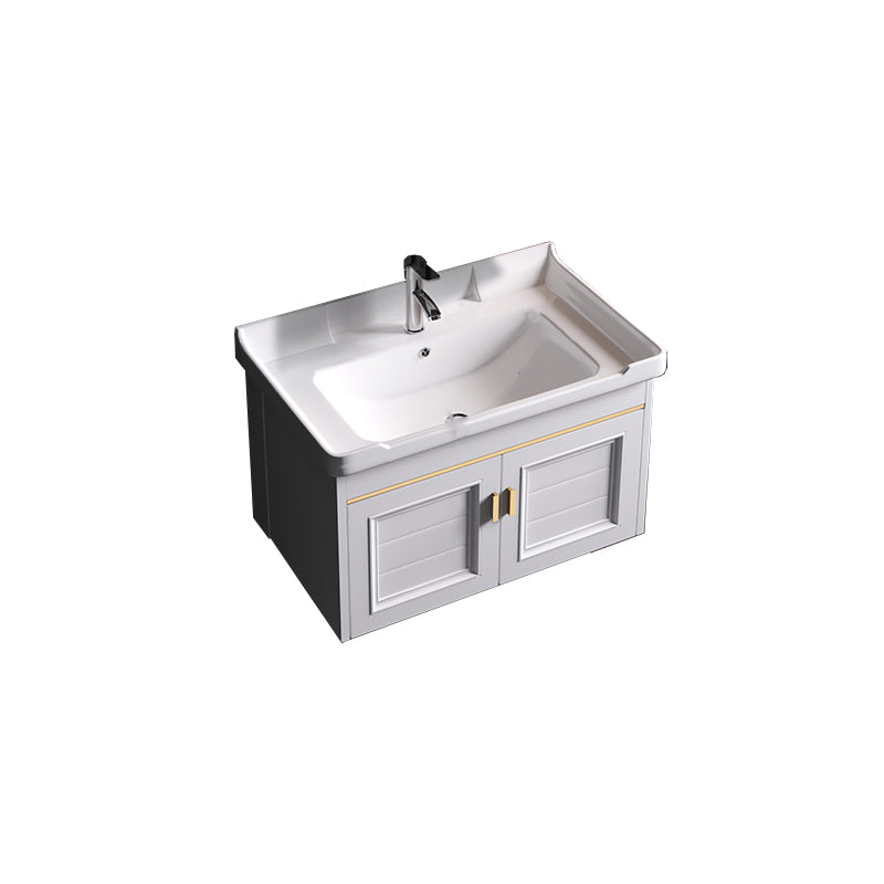 Glam Bathroom Vanity Ceramic Top Mirror Included Wall-Mounted Vanity Sink Vanity & Faucet 2 Clearhalo 'Bathroom Remodel & Bathroom Fixtures' 'Bathroom Vanities' 'bathroom_vanities' 'Home Improvement' 'home_improvement' 'home_improvement_bathroom_vanities' 7769967