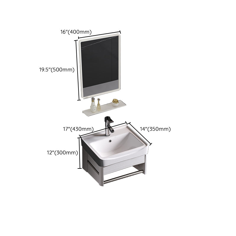 Glam Bathroom Vanity Ceramic Top Mirror Included Wall-Mounted Vanity Sink Clearhalo 'Bathroom Remodel & Bathroom Fixtures' 'Bathroom Vanities' 'bathroom_vanities' 'Home Improvement' 'home_improvement' 'home_improvement_bathroom_vanities' 7769978