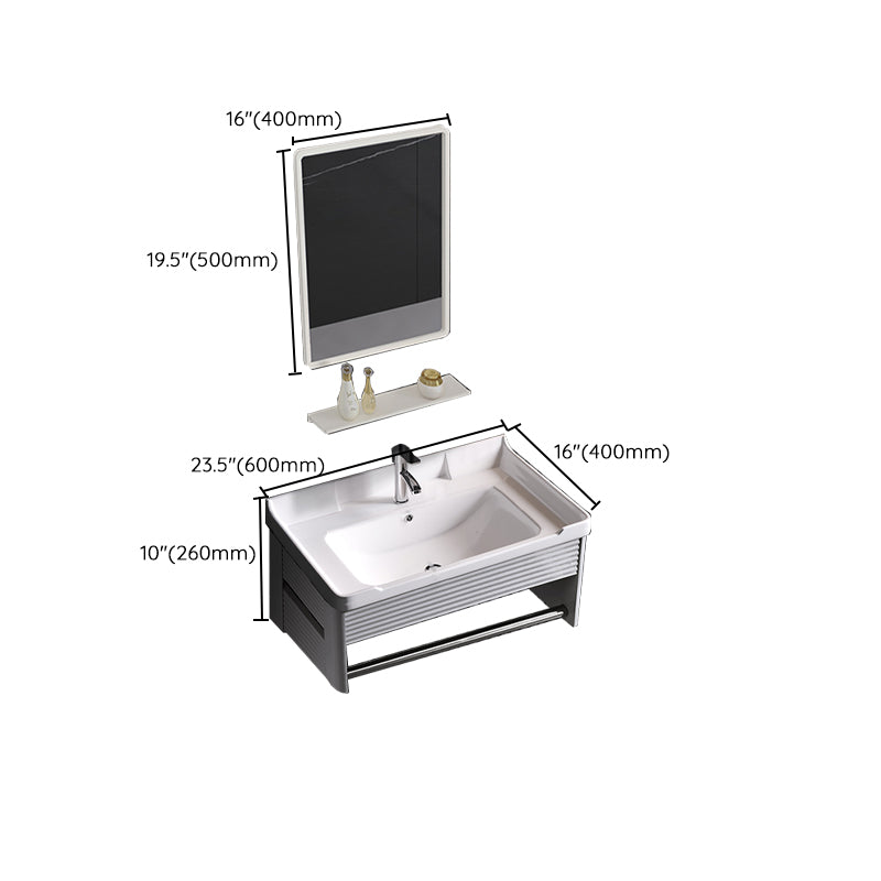 Glam Bathroom Vanity Ceramic Top Mirror Included Wall-Mounted Vanity Sink Clearhalo 'Bathroom Remodel & Bathroom Fixtures' 'Bathroom Vanities' 'bathroom_vanities' 'Home Improvement' 'home_improvement' 'home_improvement_bathroom_vanities' 7769980