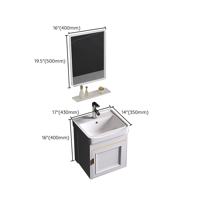 Glam Bathroom Vanity Ceramic Top Mirror Included Wall-Mounted Vanity Sink Clearhalo 'Bathroom Remodel & Bathroom Fixtures' 'Bathroom Vanities' 'bathroom_vanities' 'Home Improvement' 'home_improvement' 'home_improvement_bathroom_vanities' 7769984