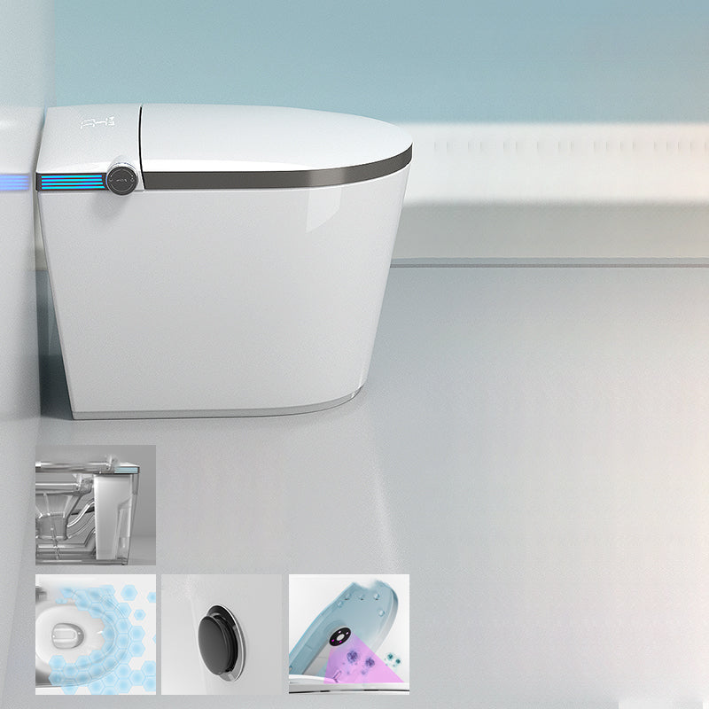 Floor Standing Bidet Elongated Ceramic with Heated Seat Foot Sensor Grey Manual Lid (Standard) Clearhalo 'Bathroom Remodel & Bathroom Fixtures' 'Bidets' 'Home Improvement' 'home_improvement' 'home_improvement_bidets' 'Toilets & Bidets' 7777119