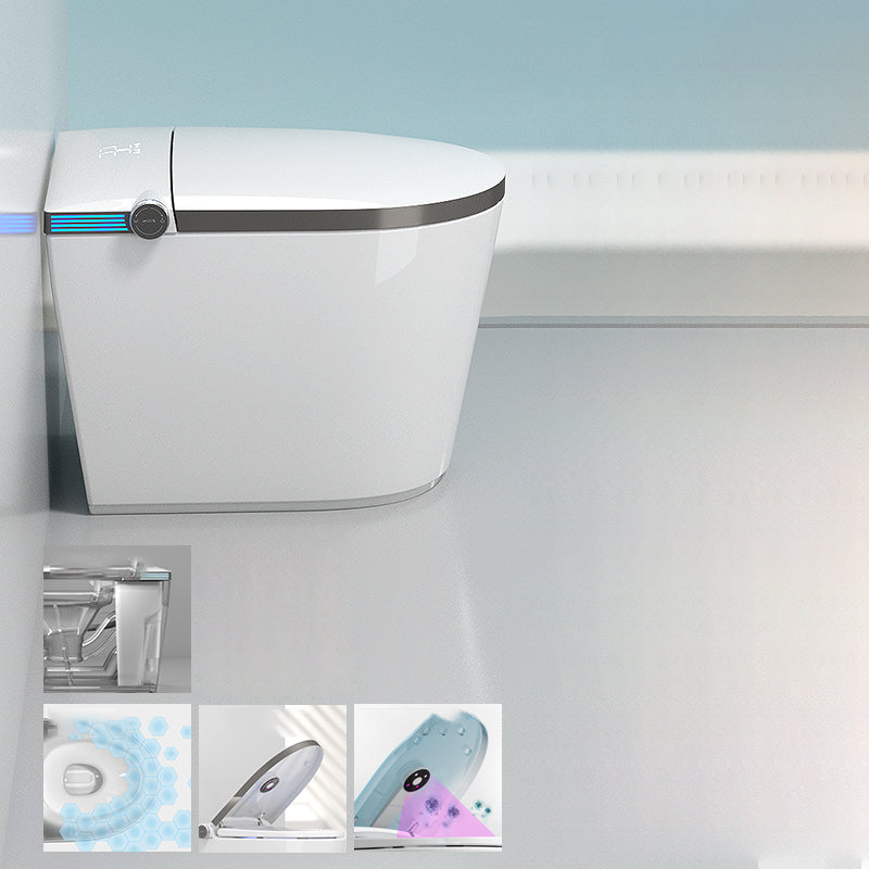 Floor Standing Bidet Elongated Ceramic with Heated Seat Foot Sensor Grey Automatic Lid( Top Configuration) Clearhalo 'Bathroom Remodel & Bathroom Fixtures' 'Bidets' 'Home Improvement' 'home_improvement' 'home_improvement_bidets' 'Toilets & Bidets' 7777121