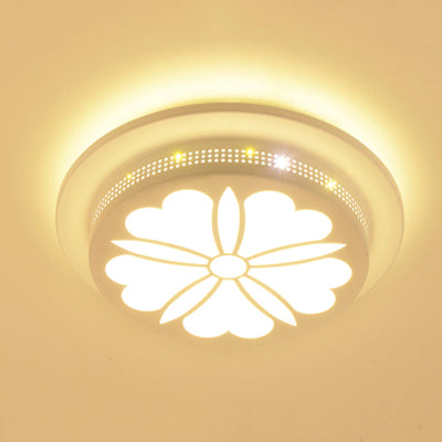 Art Deco Flush Mount Ceiling Light Circular Acrylic Ceiling Lamp for Hallway White A Clearhalo 'Ceiling Lights' 'Close To Ceiling Lights' 'Close to ceiling' 'Flush mount' Lighting' 77779