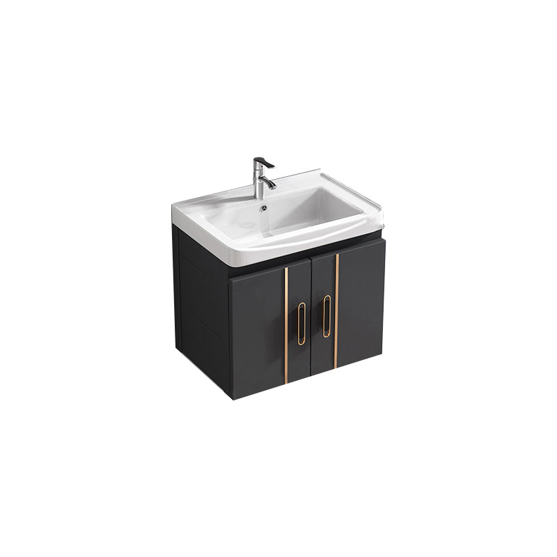 Single Glam Bathroom Vanity Dark Gray Rectangular Wall Mount Vanity Set Vanity & Faucet 20"L x 14"W x 16"H White Clearhalo 'Bathroom Remodel & Bathroom Fixtures' 'Bathroom Vanities' 'bathroom_vanities' 'Home Improvement' 'home_improvement' 'home_improvement_bathroom_vanities' 7784587