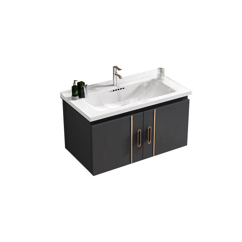 Single Glam Bathroom Vanity Dark Gray Rectangular Wall Mount Vanity Set Vanity & Faucet White Clearhalo 'Bathroom Remodel & Bathroom Fixtures' 'Bathroom Vanities' 'bathroom_vanities' 'Home Improvement' 'home_improvement' 'home_improvement_bathroom_vanities' 7784589