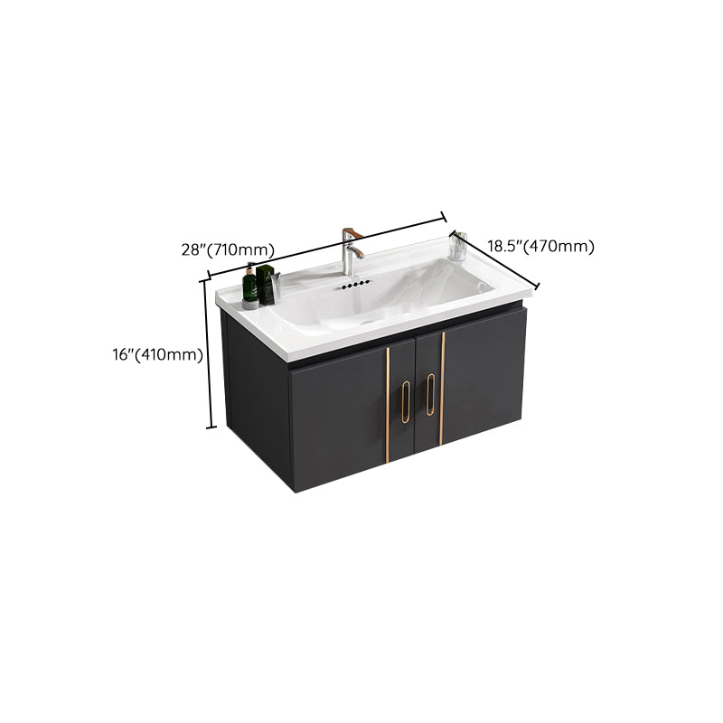 Single Glam Bathroom Vanity Dark Gray Rectangular Wall Mount Vanity Set Clearhalo 'Bathroom Remodel & Bathroom Fixtures' 'Bathroom Vanities' 'bathroom_vanities' 'Home Improvement' 'home_improvement' 'home_improvement_bathroom_vanities' 7784594