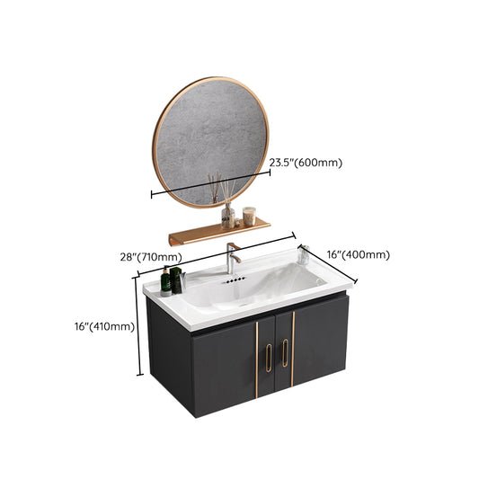 Single Glam Bathroom Vanity Dark Gray Rectangular Wall Mount Vanity Set Clearhalo 'Bathroom Remodel & Bathroom Fixtures' 'Bathroom Vanities' 'bathroom_vanities' 'Home Improvement' 'home_improvement' 'home_improvement_bathroom_vanities' 7784608