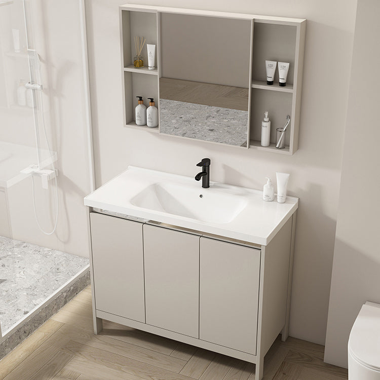 Rectangular Freestanding Bathroom Vanity Modern Gray Single-Sink Vanity Set Clearhalo 'Bathroom Remodel & Bathroom Fixtures' 'Bathroom Vanities' 'bathroom_vanities' 'Home Improvement' 'home_improvement' 'home_improvement_bathroom_vanities' 7784626