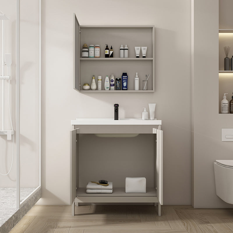 Rectangular Freestanding Bathroom Vanity Modern Gray Single-Sink Vanity Set Clearhalo 'Bathroom Remodel & Bathroom Fixtures' 'Bathroom Vanities' 'bathroom_vanities' 'Home Improvement' 'home_improvement' 'home_improvement_bathroom_vanities' 7784644