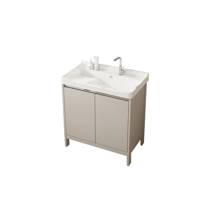 Rectangular Freestanding Bathroom Vanity Modern Gray Single-Sink Vanity Set Vanity & Faucet Washboard Included Clearhalo 'Bathroom Remodel & Bathroom Fixtures' 'Bathroom Vanities' 'bathroom_vanities' 'Home Improvement' 'home_improvement' 'home_improvement_bathroom_vanities' 7784645