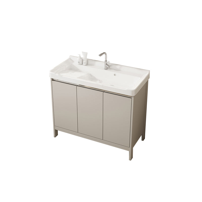 Rectangular Freestanding Bathroom Vanity Modern Gray Single-Sink Vanity Set Vanity & Faucet Washboard Included Clearhalo 'Bathroom Remodel & Bathroom Fixtures' 'Bathroom Vanities' 'bathroom_vanities' 'Home Improvement' 'home_improvement' 'home_improvement_bathroom_vanities' 7784646