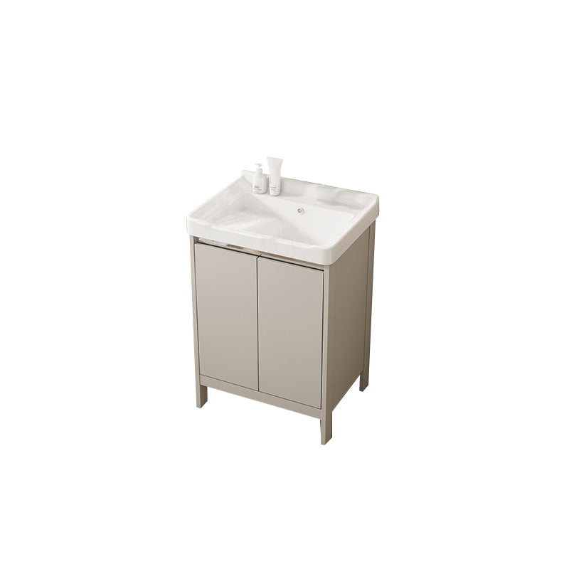 Rectangular Freestanding Bathroom Vanity Modern Gray Single-Sink Vanity Set Bathroom Vanity 24"L x 15.7"W x 31.9"H Washboard Included Clearhalo 'Bathroom Remodel & Bathroom Fixtures' 'Bathroom Vanities' 'bathroom_vanities' 'Home Improvement' 'home_improvement' 'home_improvement_bathroom_vanities' 7784652