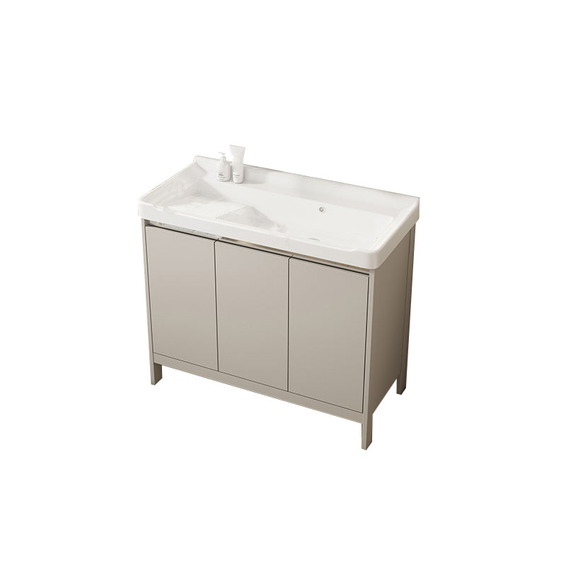 Rectangular Freestanding Bathroom Vanity Modern Gray Single-Sink Vanity Set Bathroom Vanity Washboard Included Clearhalo 'Bathroom Remodel & Bathroom Fixtures' 'Bathroom Vanities' 'bathroom_vanities' 'Home Improvement' 'home_improvement' 'home_improvement_bathroom_vanities' 7784654