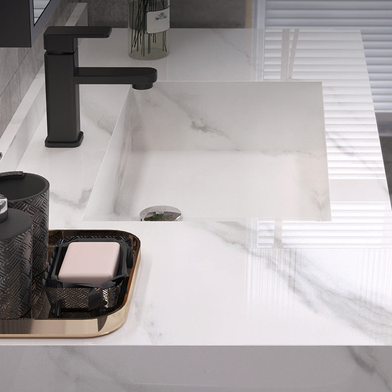 Modern Wall Mount Bathroom Vanity Set with Faucet Mirror Sink Clearhalo 'Bathroom Remodel & Bathroom Fixtures' 'Bathroom Vanities' 'bathroom_vanities' 'Home Improvement' 'home_improvement' 'home_improvement_bathroom_vanities' 7800210