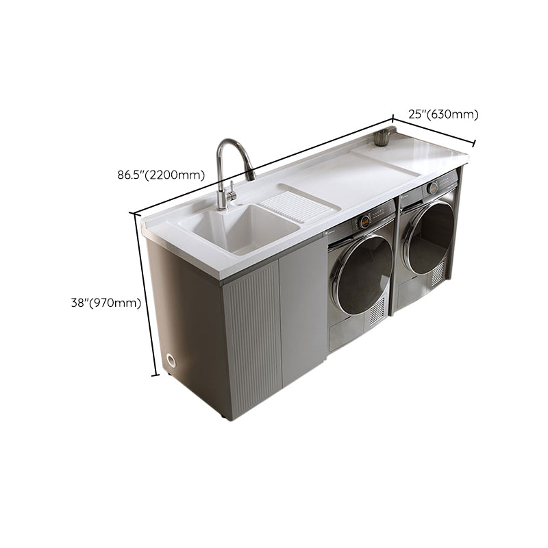 Freestanding Metal Modern Bathroom Sink Vanity with Sink Faucet Clearhalo 'Bathroom Remodel & Bathroom Fixtures' 'Bathroom Vanities' 'bathroom_vanities' 'Home Improvement' 'home_improvement' 'home_improvement_bathroom_vanities' 7800333