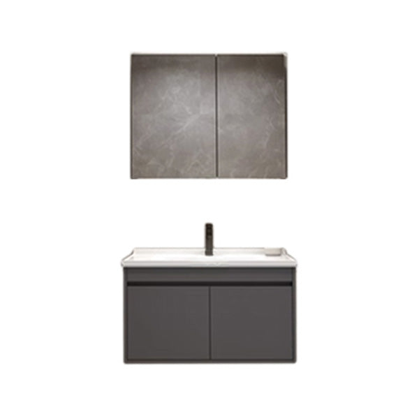 Wall Mount Modern Bathroom Vanity Set with Faucet Mirror Sink Vanity & Faucet & Mirror Cabinet 28"L x 20"W x 20"H Clearhalo 'Bathroom Remodel & Bathroom Fixtures' 'Bathroom Vanities' 'bathroom_vanities' 'Home Improvement' 'home_improvement' 'home_improvement_bathroom_vanities' 7800338