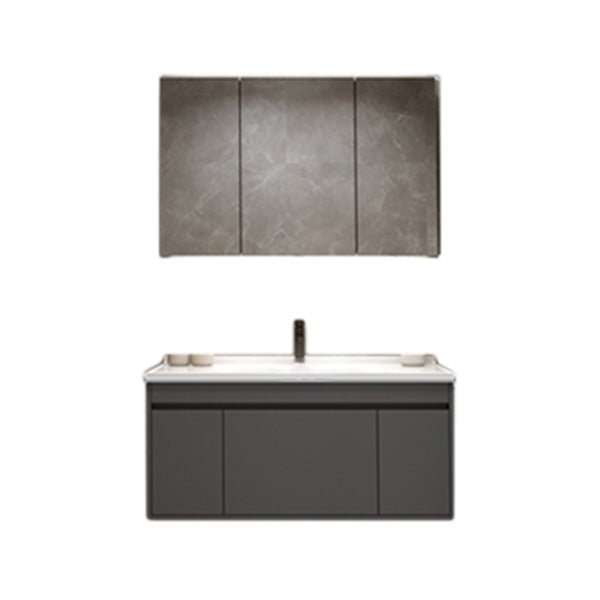 Wall Mount Modern Bathroom Vanity Set with Faucet Mirror Sink Vanity & Faucet & Mirror Cabinet 35"L x 20"W x 20"H Clearhalo 'Bathroom Remodel & Bathroom Fixtures' 'Bathroom Vanities' 'bathroom_vanities' 'Home Improvement' 'home_improvement' 'home_improvement_bathroom_vanities' 7800342