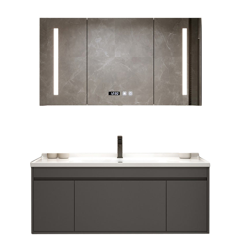 Wall Mount Modern Bathroom Vanity Set with Faucet Mirror Sink Clearhalo 'Bathroom Remodel & Bathroom Fixtures' 'Bathroom Vanities' 'bathroom_vanities' 'Home Improvement' 'home_improvement' 'home_improvement_bathroom_vanities' 7800344