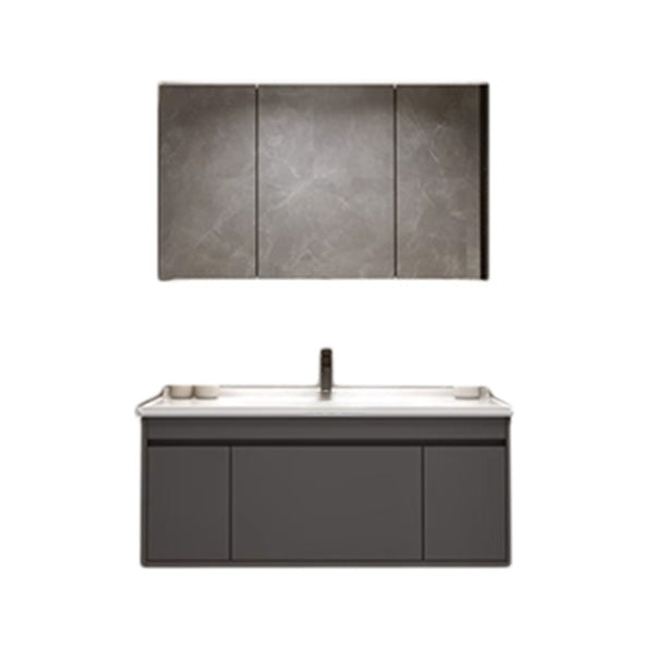 Wall Mount Modern Bathroom Vanity Set with Faucet Mirror Sink Vanity & Faucet & Mirror Cabinet 39.5"L x 20"W x 20"H Clearhalo 'Bathroom Remodel & Bathroom Fixtures' 'Bathroom Vanities' 'bathroom_vanities' 'Home Improvement' 'home_improvement' 'home_improvement_bathroom_vanities' 7800345