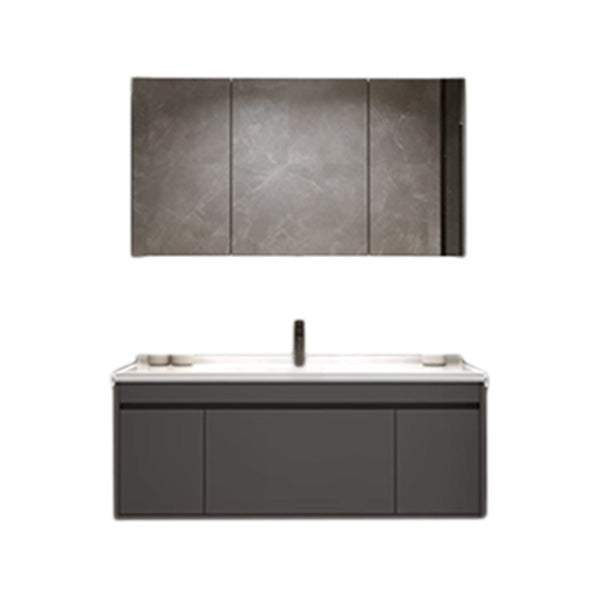 Wall Mount Modern Bathroom Vanity Set with Faucet Mirror Sink Vanity & Faucet & Mirror Cabinet 43.3"L x 19.7"W x 19.7"H Clearhalo 'Bathroom Remodel & Bathroom Fixtures' 'Bathroom Vanities' 'bathroom_vanities' 'Home Improvement' 'home_improvement' 'home_improvement_bathroom_vanities' 7800346