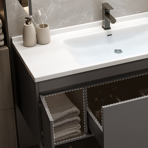 Wall Mount Modern Bathroom Vanity Set with Faucet Mirror Sink Clearhalo 'Bathroom Remodel & Bathroom Fixtures' 'Bathroom Vanities' 'bathroom_vanities' 'Home Improvement' 'home_improvement' 'home_improvement_bathroom_vanities' 7800350