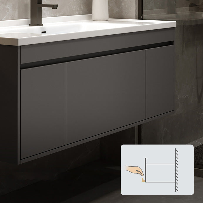 Wall Mount Modern Bathroom Vanity Set with Faucet Mirror Sink Clearhalo 'Bathroom Remodel & Bathroom Fixtures' 'Bathroom Vanities' 'bathroom_vanities' 'Home Improvement' 'home_improvement' 'home_improvement_bathroom_vanities' 7800354