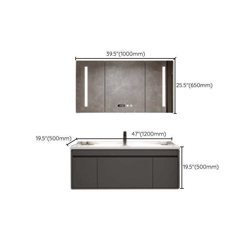 Wall Mount Modern Bathroom Vanity Set with Faucet Mirror Sink Clearhalo 'Bathroom Remodel & Bathroom Fixtures' 'Bathroom Vanities' 'bathroom_vanities' 'Home Improvement' 'home_improvement' 'home_improvement_bathroom_vanities' 7800360