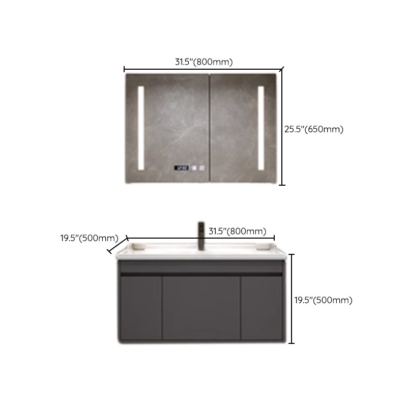 Wall Mount Modern Bathroom Vanity Set with Faucet Mirror Sink Clearhalo 'Bathroom Remodel & Bathroom Fixtures' 'Bathroom Vanities' 'bathroom_vanities' 'Home Improvement' 'home_improvement' 'home_improvement_bathroom_vanities' 7800364