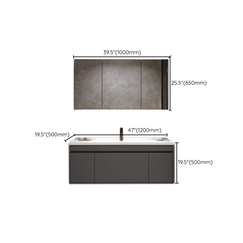 Wall Mount Modern Bathroom Vanity Set with Faucet Mirror Sink Clearhalo 'Bathroom Remodel & Bathroom Fixtures' 'Bathroom Vanities' 'bathroom_vanities' 'Home Improvement' 'home_improvement' 'home_improvement_bathroom_vanities' 7800367