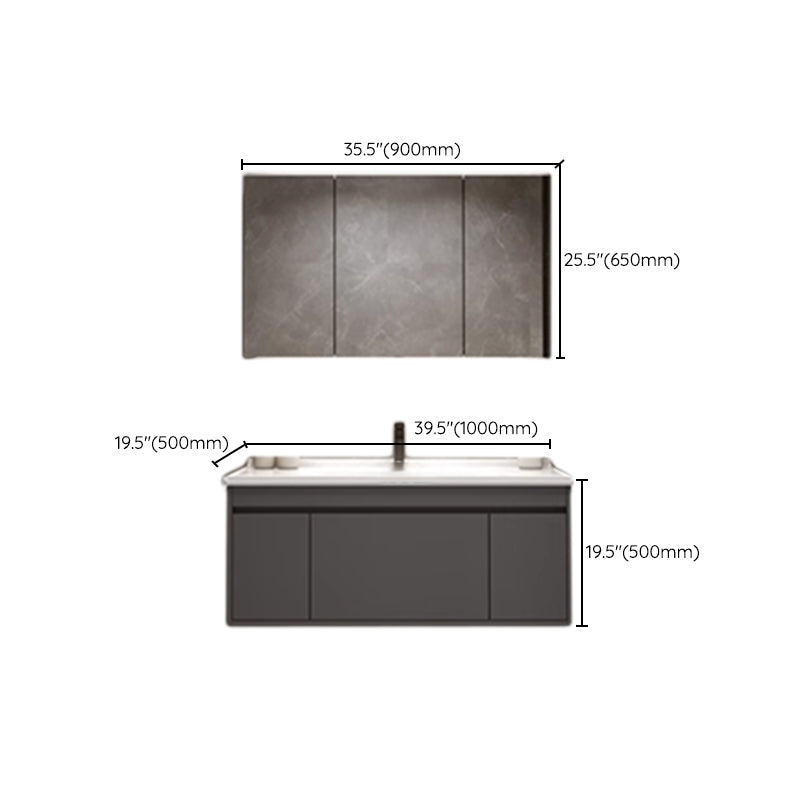 Wall Mount Modern Bathroom Vanity Set with Faucet Mirror Sink Clearhalo 'Bathroom Remodel & Bathroom Fixtures' 'Bathroom Vanities' 'bathroom_vanities' 'Home Improvement' 'home_improvement' 'home_improvement_bathroom_vanities' 7800369