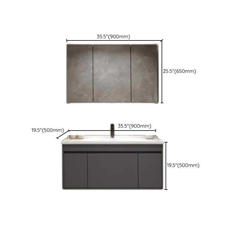 Wall Mount Modern Bathroom Vanity Set with Faucet Mirror Sink Clearhalo 'Bathroom Remodel & Bathroom Fixtures' 'Bathroom Vanities' 'bathroom_vanities' 'Home Improvement' 'home_improvement' 'home_improvement_bathroom_vanities' 7800370