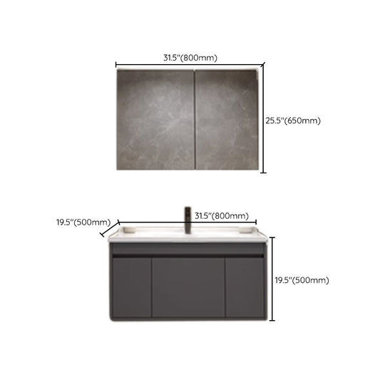 Wall Mount Modern Bathroom Vanity Set with Faucet Mirror Sink Clearhalo 'Bathroom Remodel & Bathroom Fixtures' 'Bathroom Vanities' 'bathroom_vanities' 'Home Improvement' 'home_improvement' 'home_improvement_bathroom_vanities' 7800371