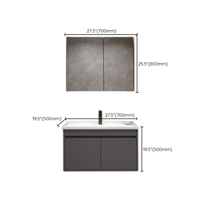 Wall Mount Modern Bathroom Vanity Set with Faucet Mirror Sink Clearhalo 'Bathroom Remodel & Bathroom Fixtures' 'Bathroom Vanities' 'bathroom_vanities' 'Home Improvement' 'home_improvement' 'home_improvement_bathroom_vanities' 7800372