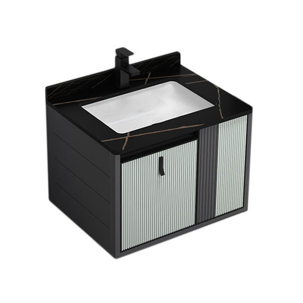 Wall Mount Metal Modern Bathroom Sink Vanity with Sink Faucet Vanity & Faucet 24"L x 19"W x 18"H Black Clearhalo 'Bathroom Remodel & Bathroom Fixtures' 'Bathroom Vanities' 'bathroom_vanities' 'Home Improvement' 'home_improvement' 'home_improvement_bathroom_vanities' 7800437