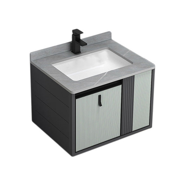 Wall Mount Metal Modern Bathroom Sink Vanity with Sink Faucet Vanity & Faucet 24"L x 19"W x 18"H Gray Clearhalo 'Bathroom Remodel & Bathroom Fixtures' 'Bathroom Vanities' 'bathroom_vanities' 'Home Improvement' 'home_improvement' 'home_improvement_bathroom_vanities' 7800439