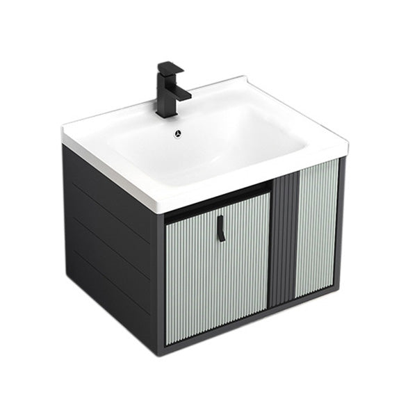 Wall Mount Metal Modern Bathroom Sink Vanity with Sink Faucet Vanity & Faucet 24"L x 19"W x 18"H White Clearhalo 'Bathroom Remodel & Bathroom Fixtures' 'Bathroom Vanities' 'bathroom_vanities' 'Home Improvement' 'home_improvement' 'home_improvement_bathroom_vanities' 7800441