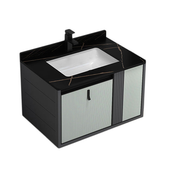 Wall Mount Metal Modern Bathroom Sink Vanity with Sink Faucet Vanity & Faucet 28"L x 19"W x 18"H Black Clearhalo 'Bathroom Remodel & Bathroom Fixtures' 'Bathroom Vanities' 'bathroom_vanities' 'Home Improvement' 'home_improvement' 'home_improvement_bathroom_vanities' 7800449