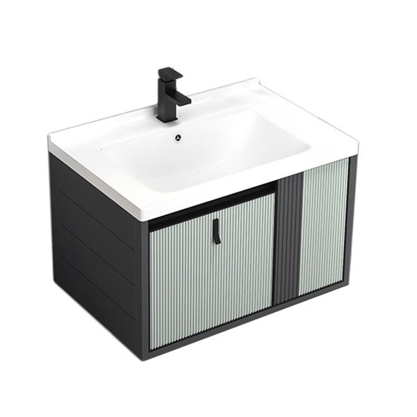 Wall Mount Metal Modern Bathroom Sink Vanity with Sink Faucet Vanity & Faucet 28"L x 19"W x 18"H White Clearhalo 'Bathroom Remodel & Bathroom Fixtures' 'Bathroom Vanities' 'bathroom_vanities' 'Home Improvement' 'home_improvement' 'home_improvement_bathroom_vanities' 7800452