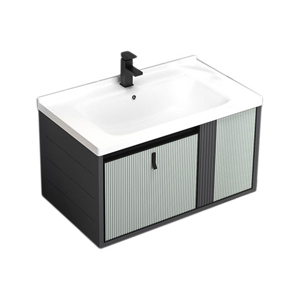 Wall Mount Metal Modern Bathroom Sink Vanity with Sink Faucet Vanity & Faucet 32"L x 19"W x 18"H White Clearhalo 'Bathroom Remodel & Bathroom Fixtures' 'Bathroom Vanities' 'bathroom_vanities' 'Home Improvement' 'home_improvement' 'home_improvement_bathroom_vanities' 7800460