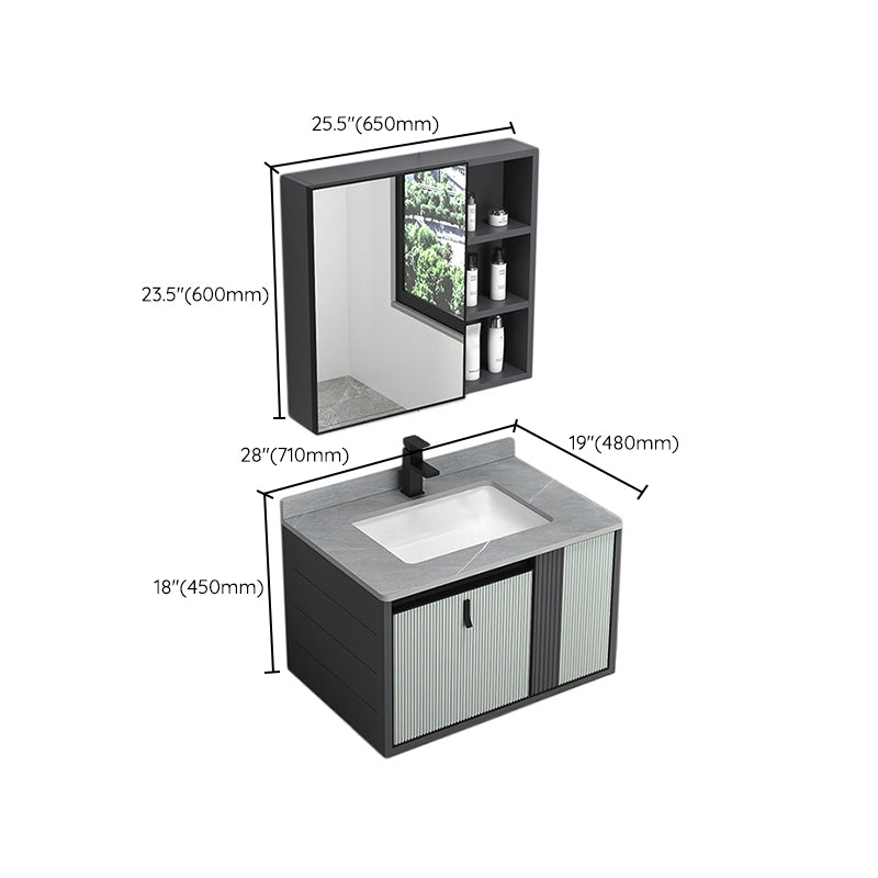 Wall Mount Metal Modern Bathroom Sink Vanity with Sink Faucet Clearhalo 'Bathroom Remodel & Bathroom Fixtures' 'Bathroom Vanities' 'bathroom_vanities' 'Home Improvement' 'home_improvement' 'home_improvement_bathroom_vanities' 7800467