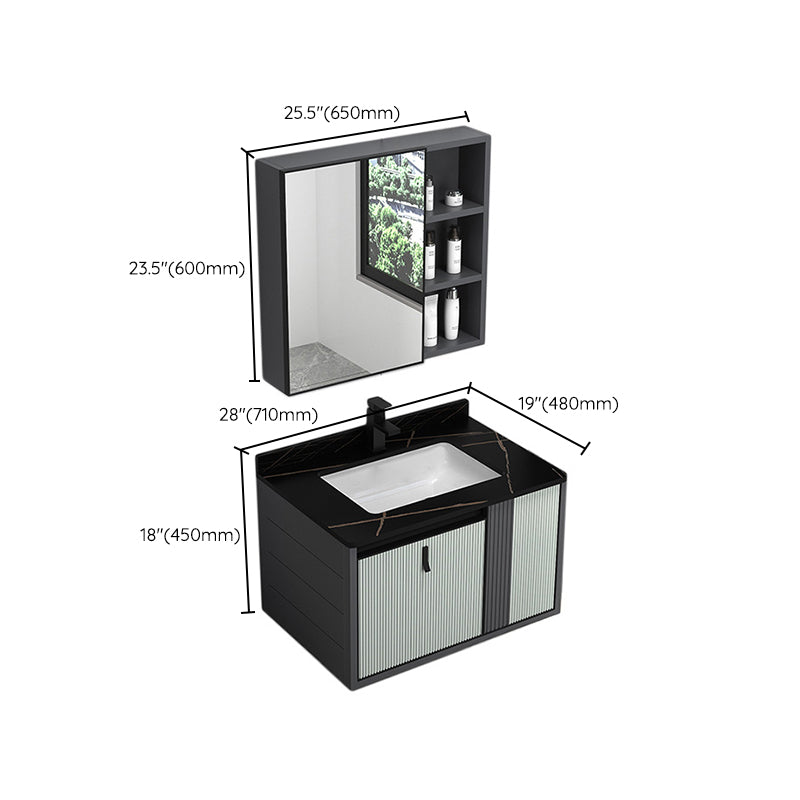 Wall Mount Metal Modern Bathroom Sink Vanity with Sink Faucet Clearhalo 'Bathroom Remodel & Bathroom Fixtures' 'Bathroom Vanities' 'bathroom_vanities' 'Home Improvement' 'home_improvement' 'home_improvement_bathroom_vanities' 7800468