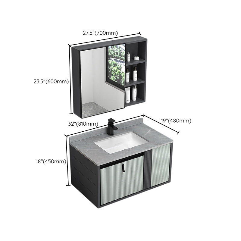 Wall Mount Metal Modern Bathroom Sink Vanity with Sink Faucet Clearhalo 'Bathroom Remodel & Bathroom Fixtures' 'Bathroom Vanities' 'bathroom_vanities' 'Home Improvement' 'home_improvement' 'home_improvement_bathroom_vanities' 7800470