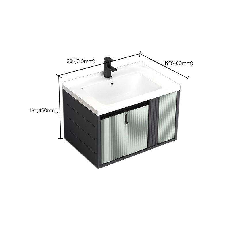 Wall Mount Metal Modern Bathroom Sink Vanity with Sink Faucet Clearhalo 'Bathroom Remodel & Bathroom Fixtures' 'Bathroom Vanities' 'bathroom_vanities' 'Home Improvement' 'home_improvement' 'home_improvement_bathroom_vanities' 7800478