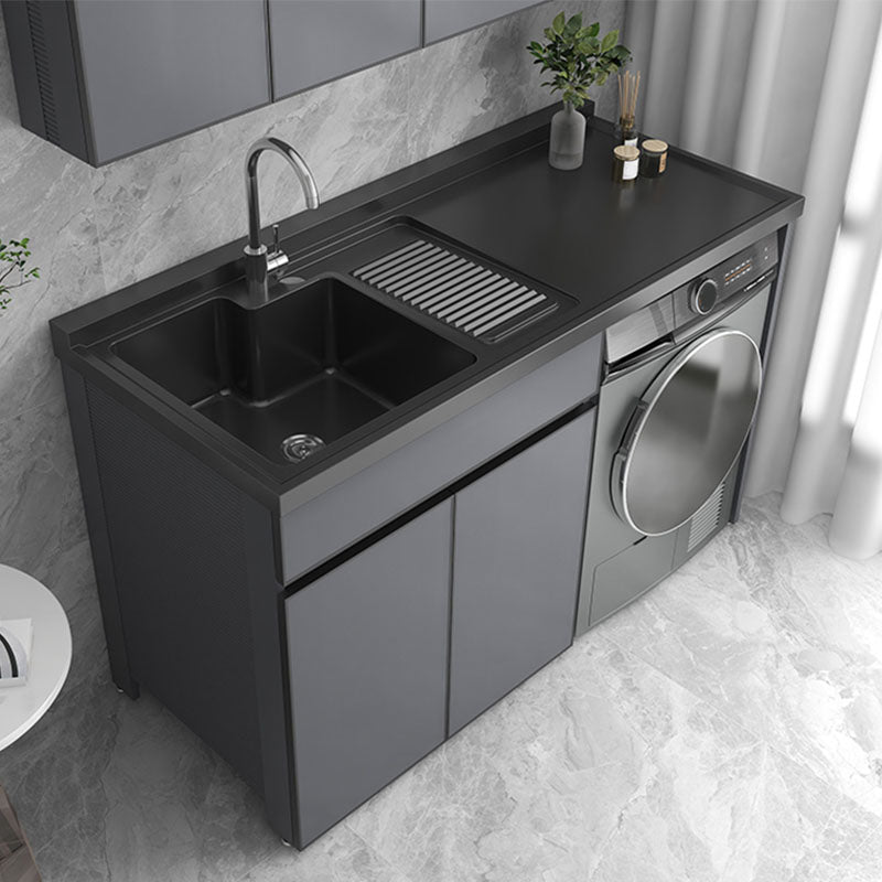 Modern Freestanding Sink Included Bathroom Sink Vanity with Faucet Vanity & Faucet 59"L x 26"W x 38"H Left Clearhalo 'Bathroom Remodel & Bathroom Fixtures' 'Bathroom Vanities' 'bathroom_vanities' 'Home Improvement' 'home_improvement' 'home_improvement_bathroom_vanities' 7800518