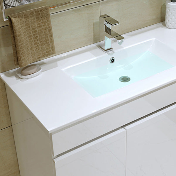 Modern Freestanding White Bathroom Sink Vanity with Faucet Sink Mirror Clearhalo 'Bathroom Remodel & Bathroom Fixtures' 'Bathroom Vanities' 'bathroom_vanities' 'Home Improvement' 'home_improvement' 'home_improvement_bathroom_vanities' 7801961