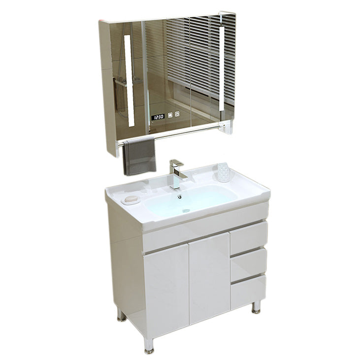 Modern Freestanding White Bathroom Sink Vanity with Faucet Sink Mirror Vanity & Faucet & Smart Medicine Cabinet 32"L x 19"W x 33"H Clearhalo 'Bathroom Remodel & Bathroom Fixtures' 'Bathroom Vanities' 'bathroom_vanities' 'Home Improvement' 'home_improvement' 'home_improvement_bathroom_vanities' 7801969