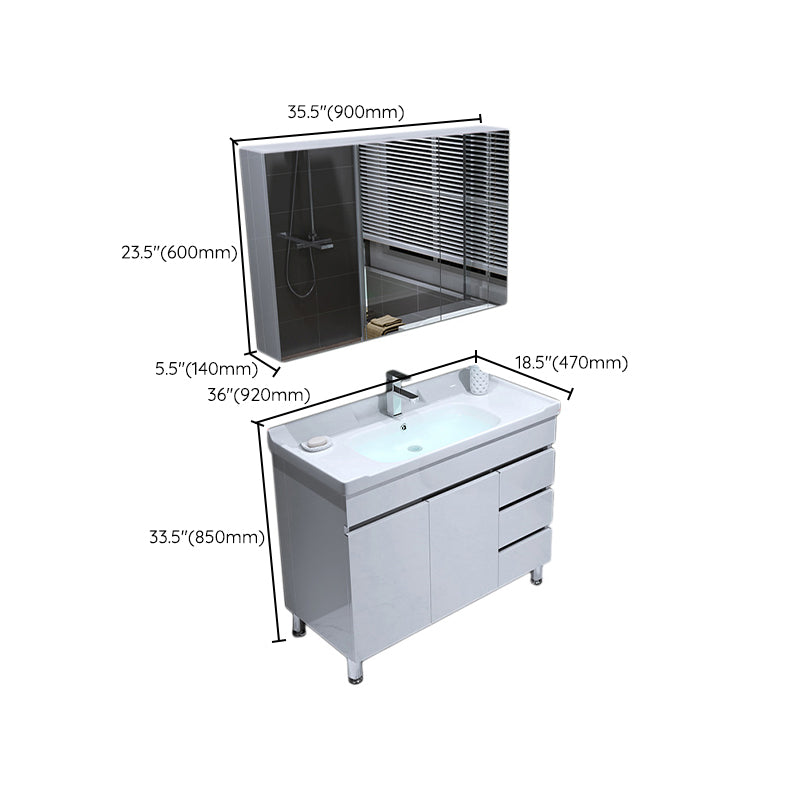 Modern Freestanding White Bathroom Sink Vanity with Faucet Sink Mirror Clearhalo 'Bathroom Remodel & Bathroom Fixtures' 'Bathroom Vanities' 'bathroom_vanities' 'Home Improvement' 'home_improvement' 'home_improvement_bathroom_vanities' 7801979