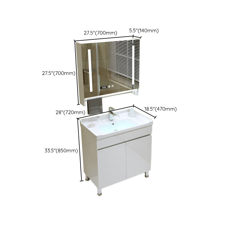 Modern Freestanding White Bathroom Sink Vanity with Faucet Sink Mirror Clearhalo 'Bathroom Remodel & Bathroom Fixtures' 'Bathroom Vanities' 'bathroom_vanities' 'Home Improvement' 'home_improvement' 'home_improvement_bathroom_vanities' 7801984