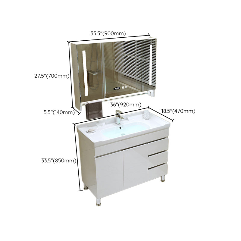 Modern Freestanding White Bathroom Sink Vanity with Faucet Sink Mirror Clearhalo 'Bathroom Remodel & Bathroom Fixtures' 'Bathroom Vanities' 'bathroom_vanities' 'Home Improvement' 'home_improvement' 'home_improvement_bathroom_vanities' 7801986