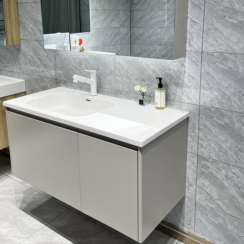 Wall Mount White Bathroom Vanity Set with Faucet Mirror Sink Clearhalo 'Bathroom Remodel & Bathroom Fixtures' 'Bathroom Vanities' 'bathroom_vanities' 'Home Improvement' 'home_improvement' 'home_improvement_bathroom_vanities' 7801997